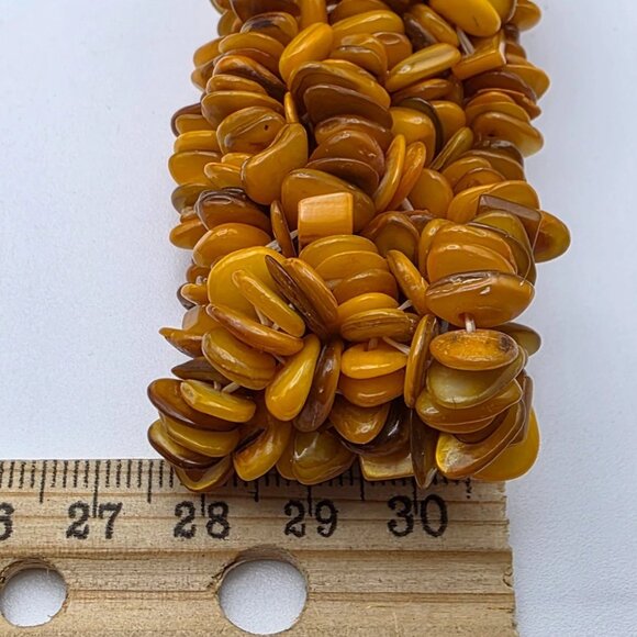 Faux Baltic Amber Dyed Agate Multi Row Stretch Bracelet 6" Vintage - Picture 8 of 8